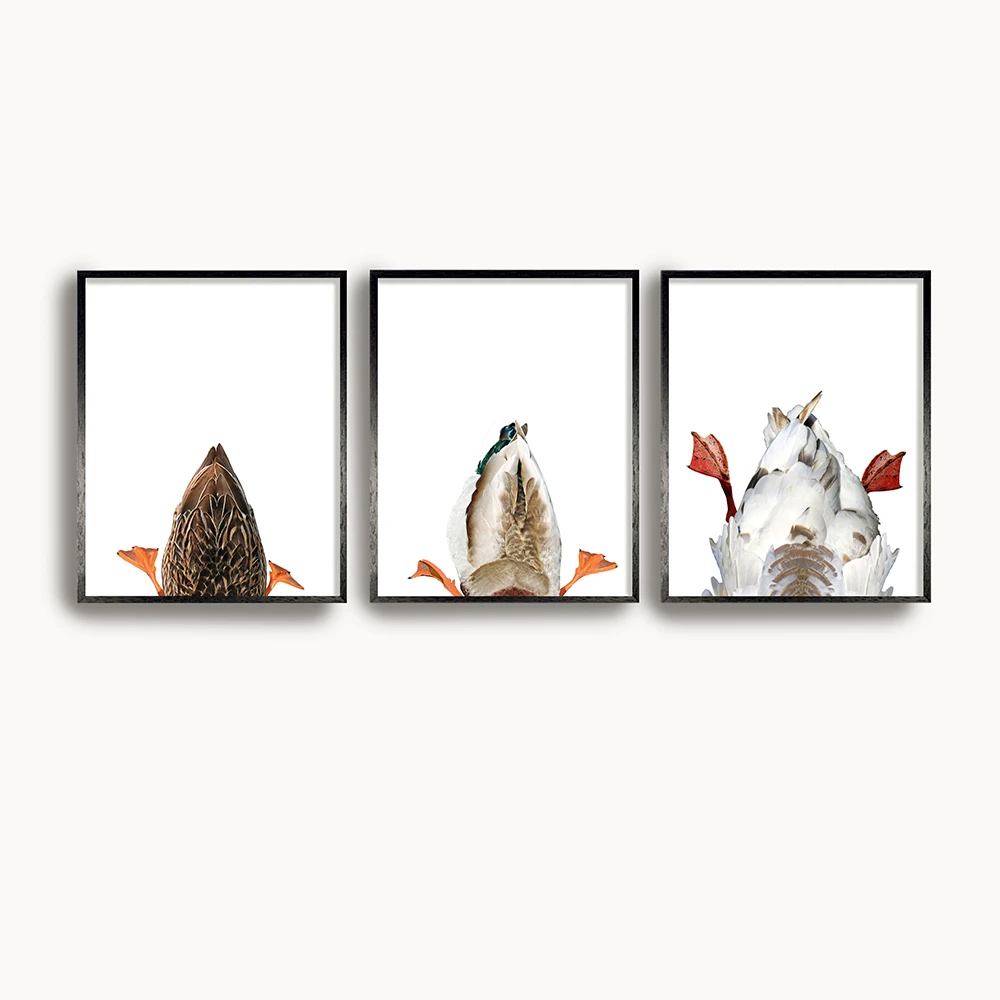 

Funny Animals Bird Duck Nursery Wall Art Drake Hen Butt Canvas Poster Print Nordic Decoration Pictures Baby Kids Room Home Deco