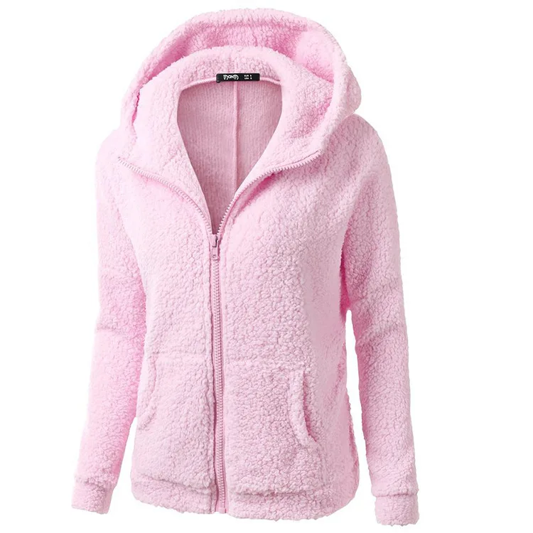 Fashion Zipper Cardigan Women Winter Sherpa Fleece Sweater Oversized 5XL Hooded Sweaters Winter Coat Tops Pull Femme Hiver