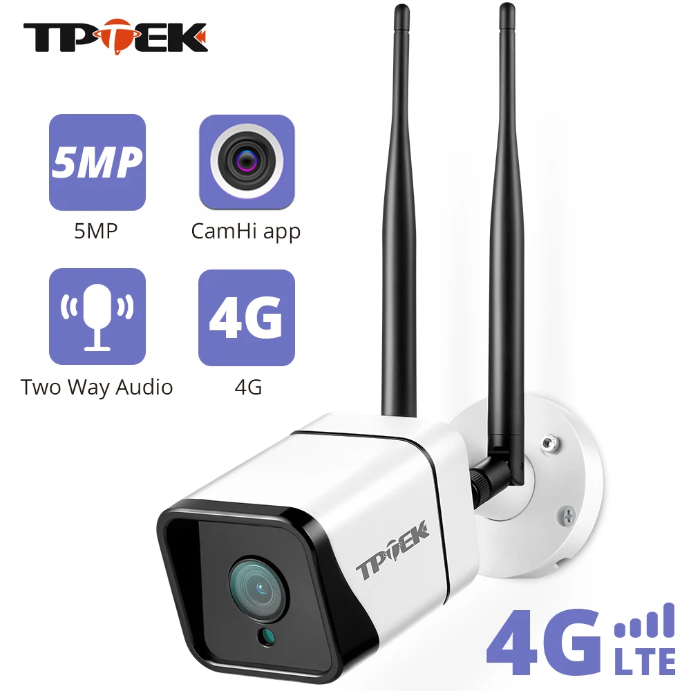 5MP 4G SIM Card IP Camera 4G Surveillance Outdoor Home Security Protection Camera 1080P GSM Two Way Audio 3G CamHi Camara Cam