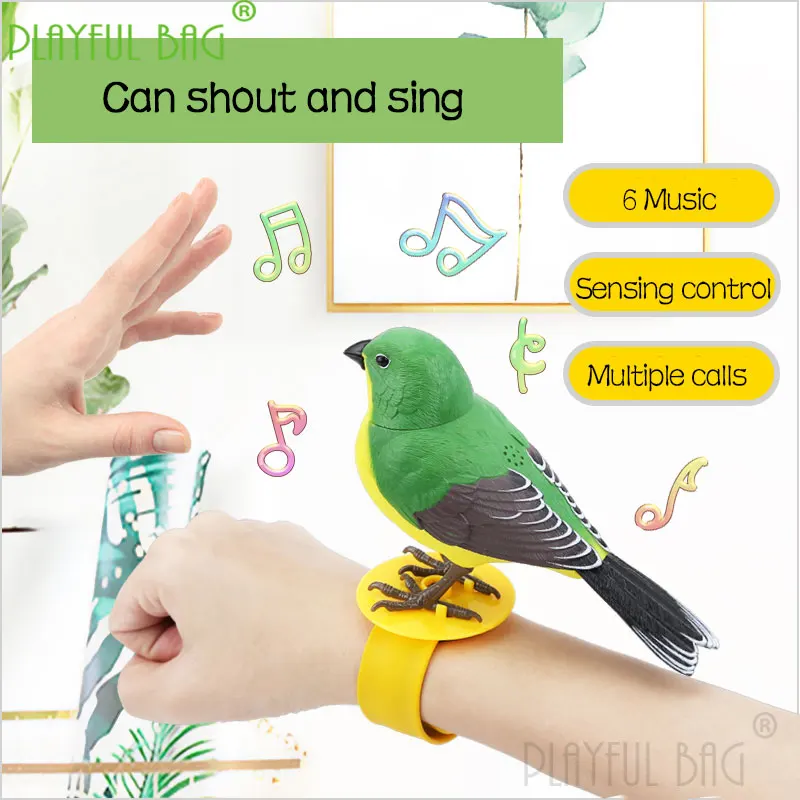 Christmas interactive puzzle simulation voice control induction electric singing bird toy children's Ornament Gift vd32