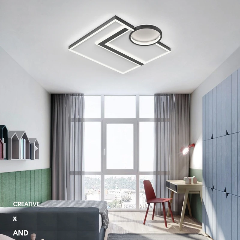 

Nordic Style Modern Simple Square Round Ceiling Lamp Iron Acrylic Creative Bedroom Living Room Study Cafe LED Decor Lighting