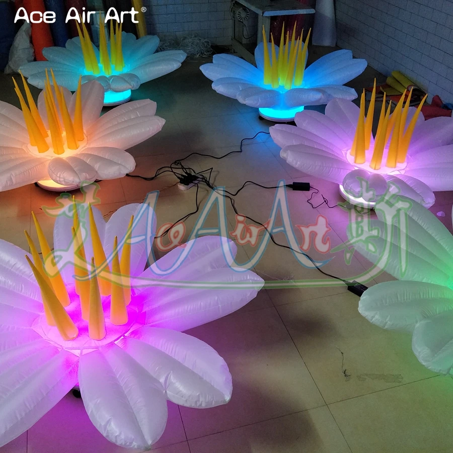 4 PCS Nice LED Flor Inflável Flores Decorativas Réplica com Luz de Cor Mudando para Decoração de Palco/Festa