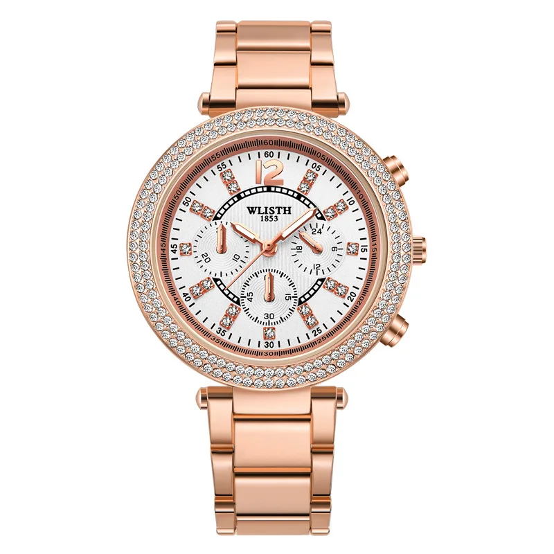 Ladies Wrist Watches Dress Rose Gold Watch Women Crystal Diamond Watches Stainless Steel Quartz Clock Women Montre Femme