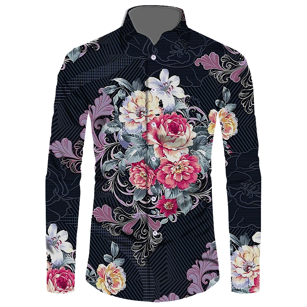 

Новинка, Весенняя пляжная гавайская рубашка в тропическом стиле, крутая офисная рубашка с воротником-стойкой и принтом в полоску, повседневное Деловое платье для молодых мужчин на заказ