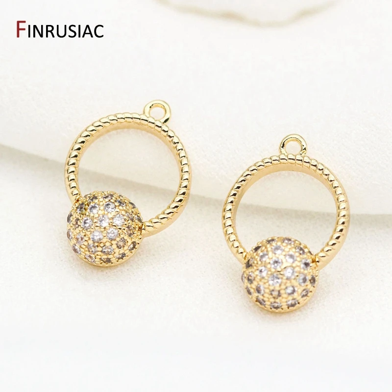 Jewellery Making Supplies High-quality Extraordinary 14k Gold Plated Copper Inlaid Zircon Ring Pendant For DIY Jewelry Making