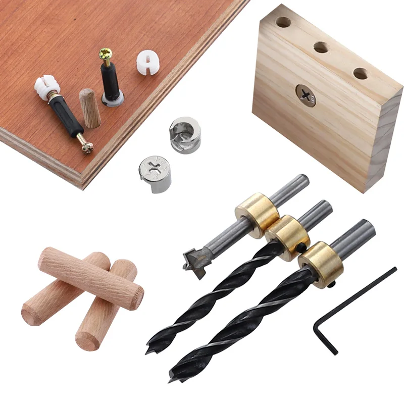 8 10 15mm Wood Drill Bit Dowel Pins 3 In 1 Furniture Connecting Fitting for DIY Woodworking Accessories