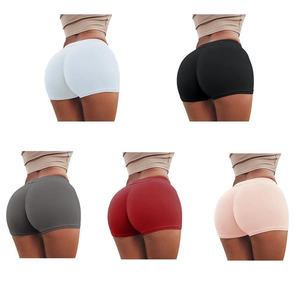 Sexy Shorts Women Sports Wear Fitness Short Pants Skinny Female Push Up Gym Clothing Solid Color Elastic Breathable