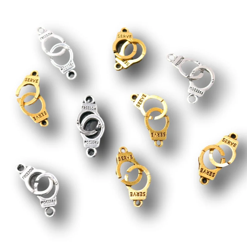 15pcs Retro Handcuffs Alloy Connectors Hip Hop Necklaces Earrings Accessories DIY Charms For Jewelry Craft Making 24*10mm A302