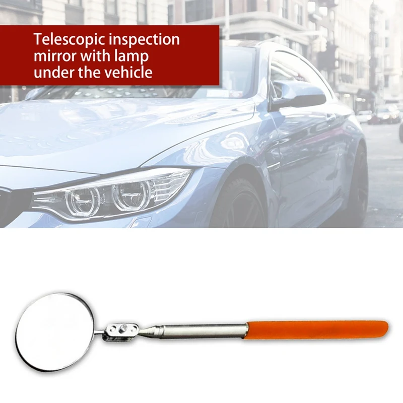 Telescopic Car Inspection Mirror Adjustable Flexible Under-vehicle Observation Mirror with LED Light Auto Endoscope Check Tool