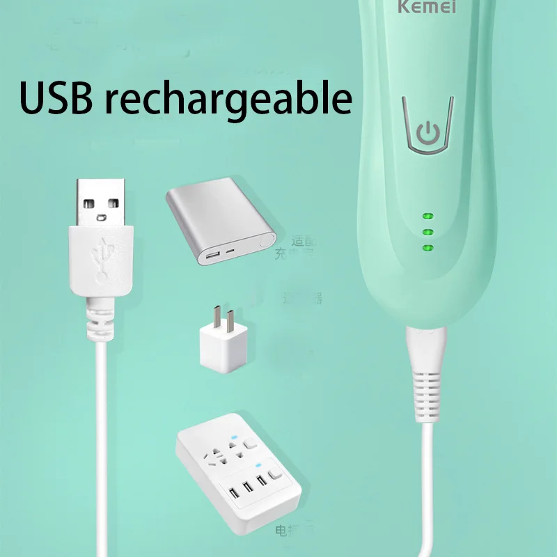 Kemei 811 Baby Hair Clipper Quiet Hair Trimmer for Kids and Children Waterproof Rechargeable Cordless Haircut Kit Ceramic Blade - Image 4
