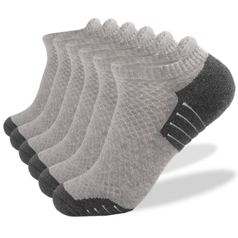 6 Pairs Men Sport Socks Outdoor Breathable Cotton Moisture Wicking Cushion Athletic Fitness Running Hiking Low Cut Ankle Sock