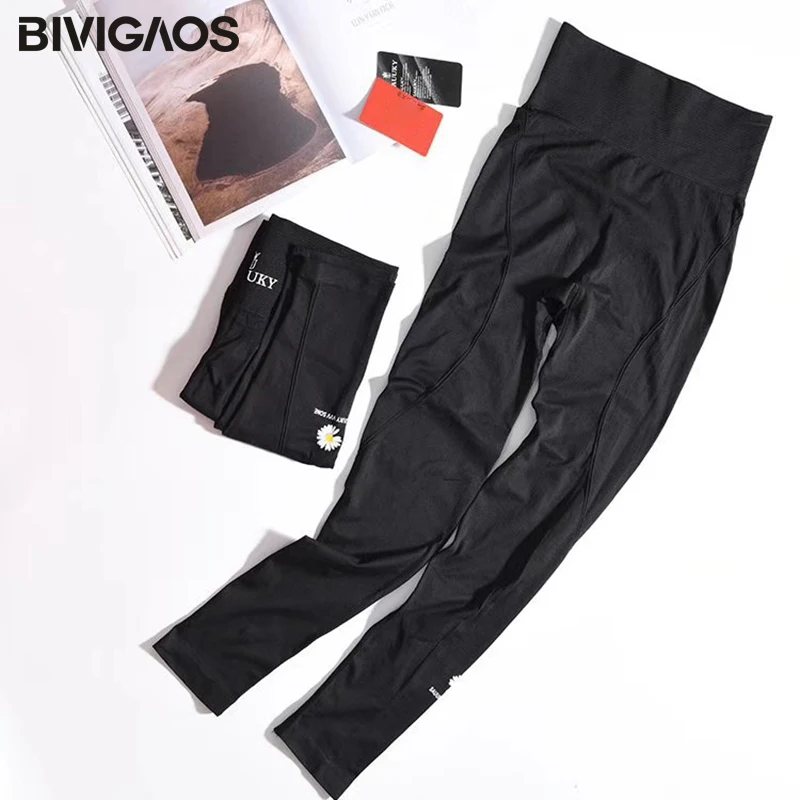 BIVIGAOS Body Shaper Flower Fat Burning Sleep Pants High Elastic Sport Fitness Leggings Women Black Shaping Push Up Leggings