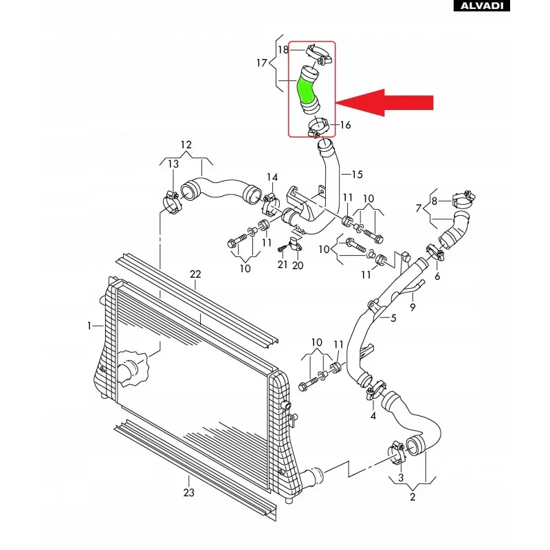 5 N0145838 Turbo Hose Audi A3 - TT Passat CC Jetta III Golf V-VI Tiguan Skoda Octavia II superb II Yeti 2.0 TDI
