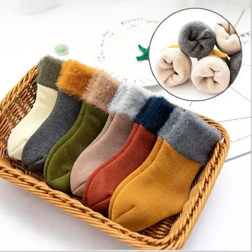 Winter new thickening baby snow socks velvet warm children's socks plus velvet comfortable baby socks footwear