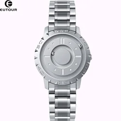 EUTOUR Watch for Men, Magnetic Ball Show Quartz Watches, Stainless Steel Watches Mens , Fashion Unique Wristwatches Mens