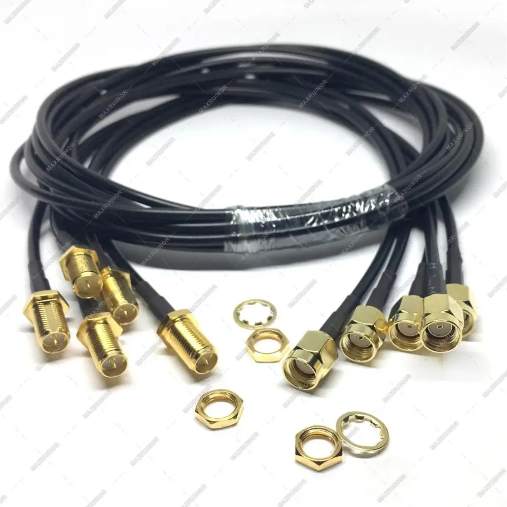 10 Pcs Antenna RP SMA Coaxial Cable Plug Crimp RG174 RG316 LMR100 for WiFi Router Black  Cable 10/20/ 30/50/100cm