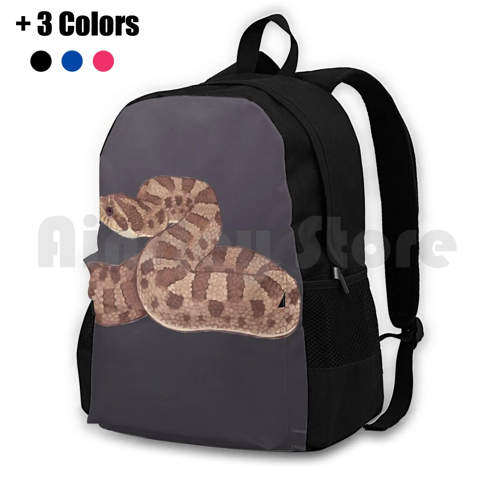 Hognose Snake Outdoor Hiking Backpack Waterproof Camping Travel Hognose Snake Snake Hognose Reptile Animal Pet Gross Cool