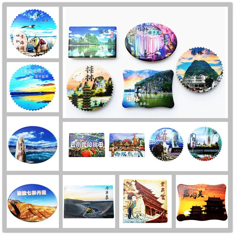 China Guilin Yunnan Qinghai Gansu Ceramics Magnets Fridge Magnetic Tourist Souvenir Decoration Articles Handicraft Gifts