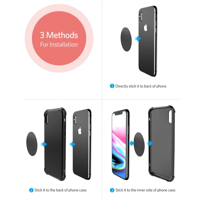 3pcs 35mm Laser pattern Metal Plate disk iron sheet for Magnet Mobile Phone Holder iron Plate Sticker For Car Phone Holder