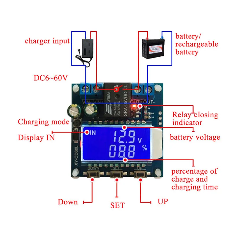 Модуль управления зарядом литиевой батареи, 6-60 в, 10 А, 30 А