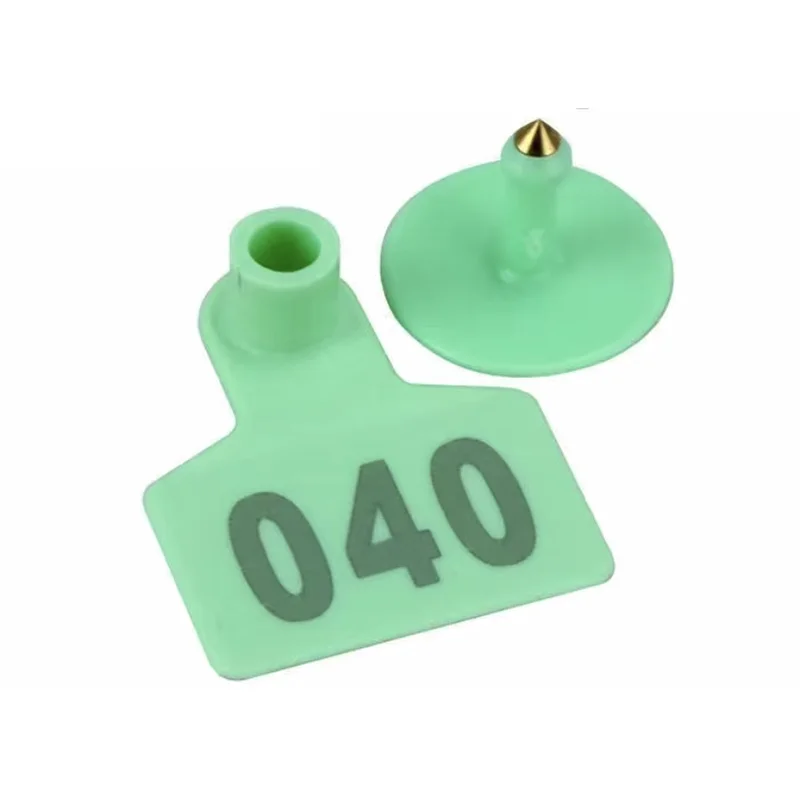 100PCS หมูแท็กหูแผ่นดิจิตอล Marker ป้ายหัวทองแดงต่างหู3สีฟาร์มปศุสัตว์สัตว์ Identification Card