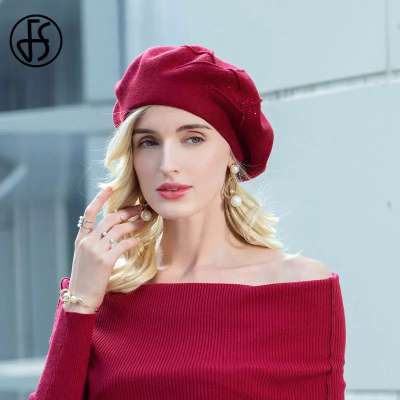 FS Autumn Winter Hat 100% 100% Wool Beret Women French Artist Painter Hats Vintage Lady Girls Female Warm Chapeau Femme Cap 2023