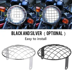 7 polegada universal motocicleta farol lâmpada capa protector para harley-davidson motocicleta malha máscara do vintage grill montagem lateral protetor de máscara de malha vintage protetor de malha protetor da tampa da