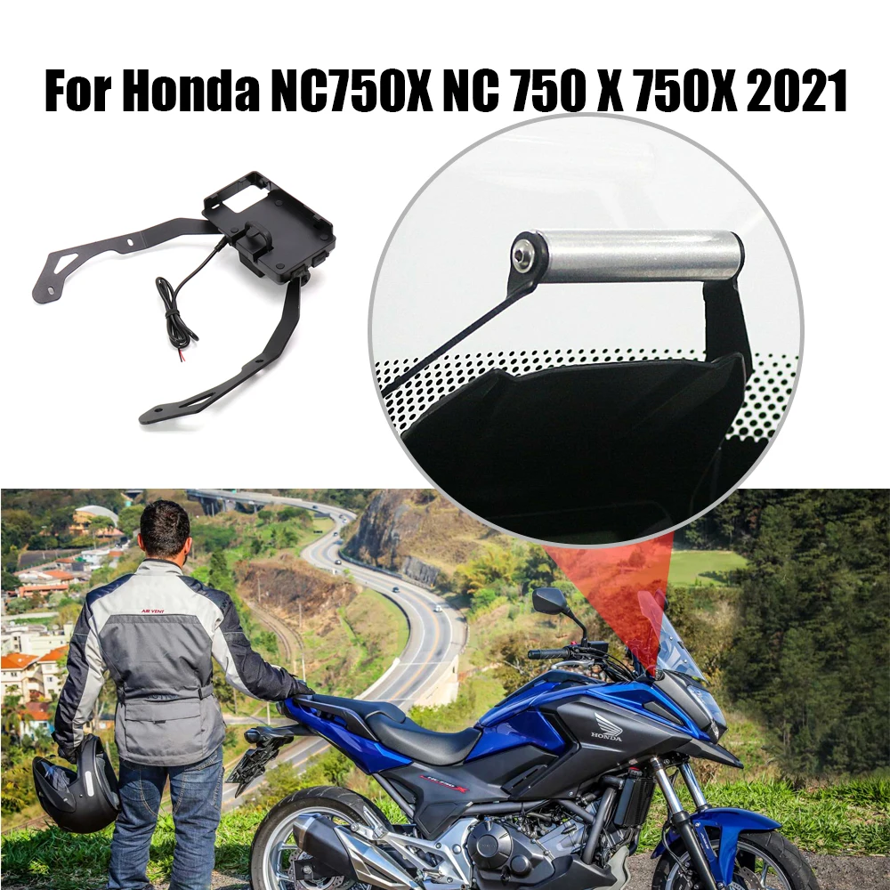 

2021 NC750X Motorcycle Phone GPS Mount Wireless Charging Windshield 22mm Navigation Bracket Stand Holder For Honda NC 750 X 750X