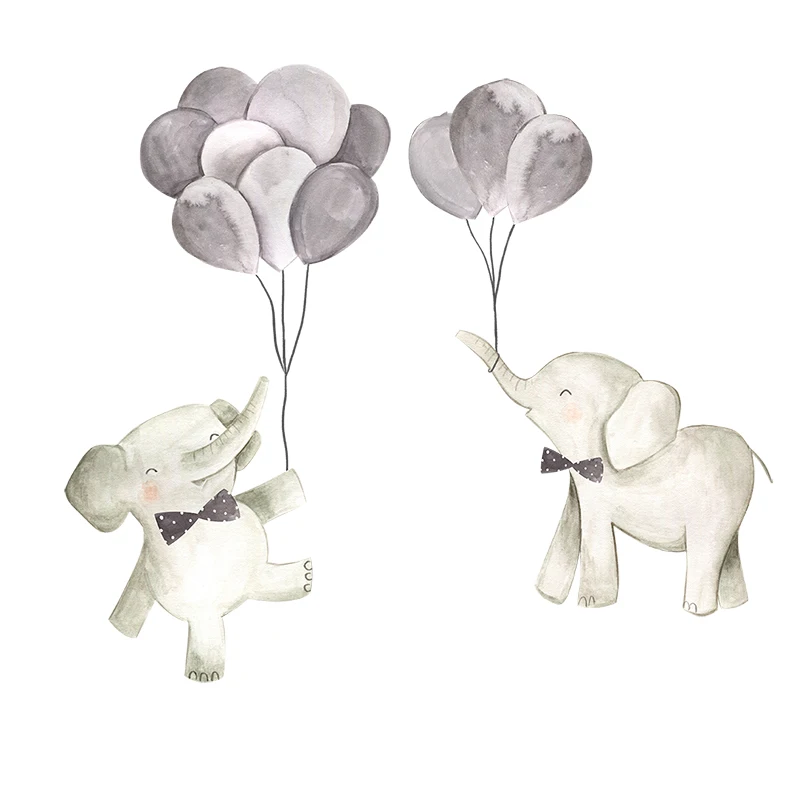 QCF24 Elephant With Balloon Kid's Room Decoration Toilet Refrigerator Decals