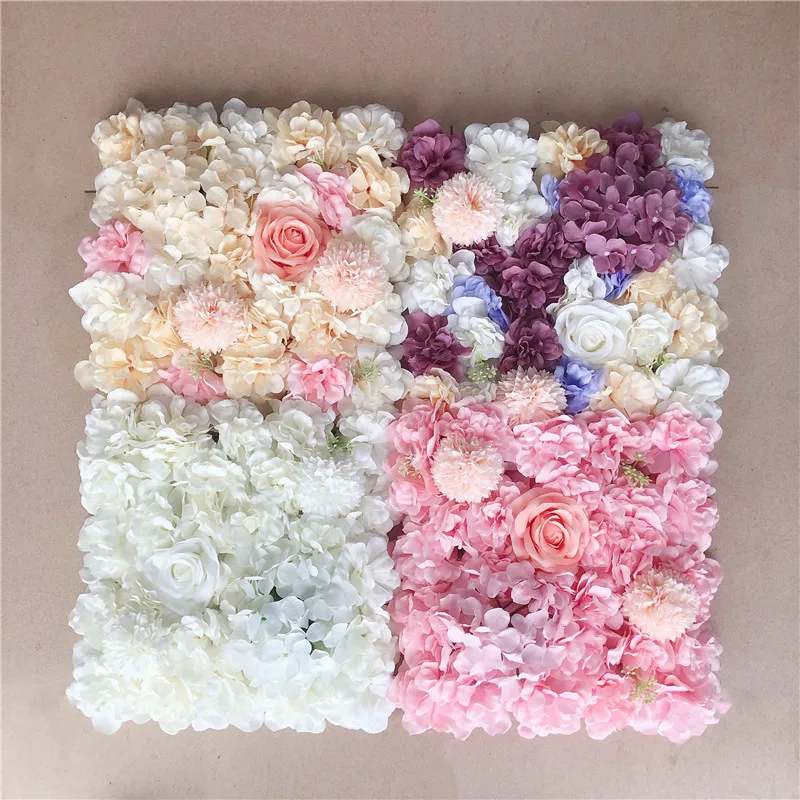 

Artificial Silk Flower Wall Silk Rose Hydrangea for Wedding Party Home Christmas Baby Shower Backdrop Decor, 30x30cm