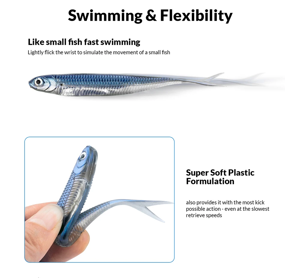 THKFISH 5/6 stücke Angeln Weiche Köder 100mm 75mm Weiche Kunststoff Angeln Lockt Silikon Künstliche Köder Swimbait für Bass Angeln – Detail 5