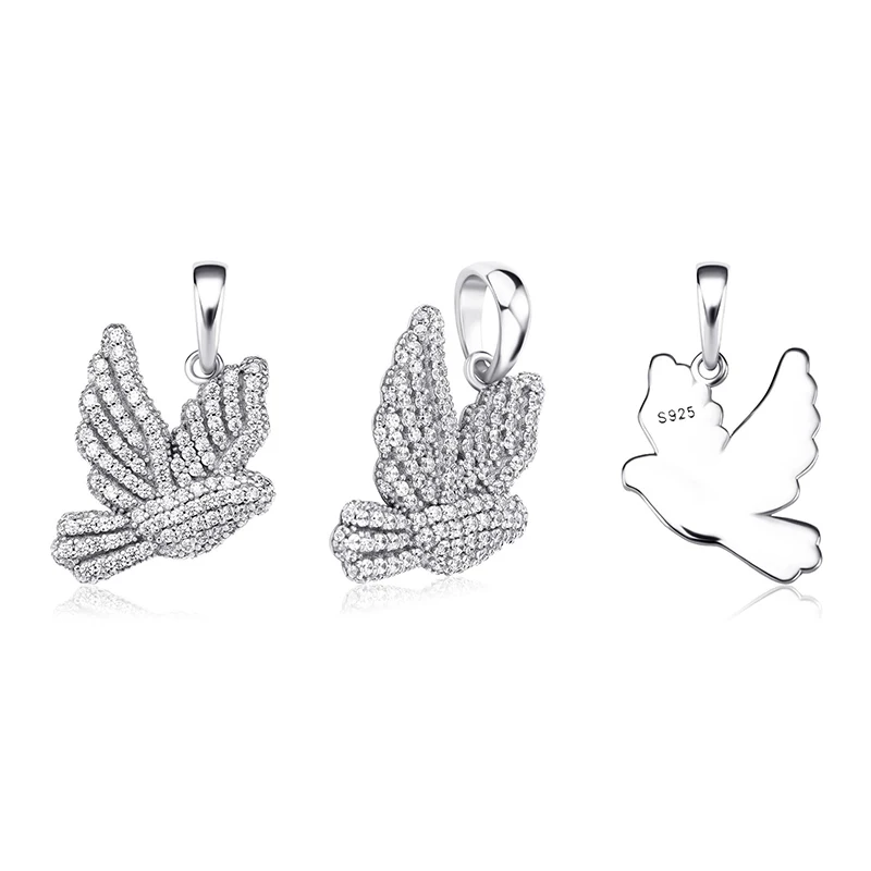 S925 Sterling Silver Bling Ice Out Swallow Bird Pendants Necklaces for Women Men Charm Jewelry Gift Drop Shipping