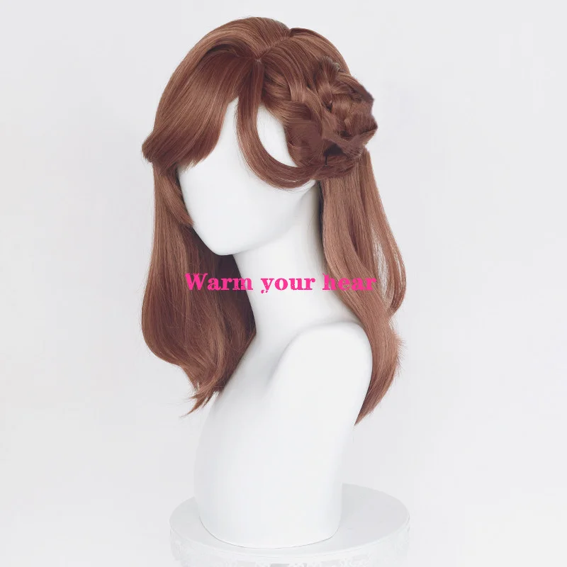 Game Heroine Rose Long 50cm Brown Red Cosplay Anime Wig And Red Headdress Heat Resistant Hair Halloween Women Party Wig +Wig Cap