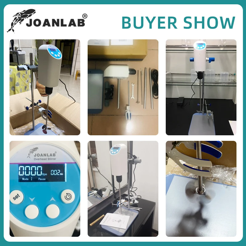 JOANLAB 110V Hingga 220V Pengaduk Laboratorium Pengaduk Listrik Tampilan Digital Perlengkapan Lab Mixer Lab Kapasitas Pengadukan Maksimal: 20L