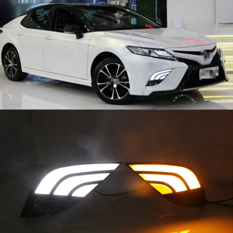 

1 Set LED Daytime Running Light Flowing Turn Yellow Signal Waterproof Car LED DRL For Toyota Camry 2018 2019 XSE SE