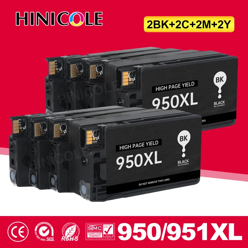 HINICOLE 8 PCS Compatible For HP 950 951 XL Ink Cartridge for HP 950XL 951XL Officejet pro 8100 8610 8620 8630 8600 plus Printer