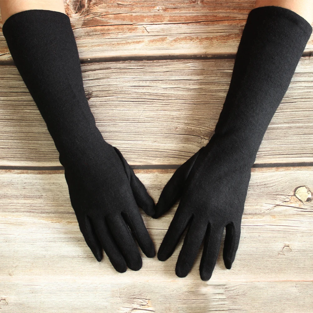 Guantes de Cachemira para mujer, manoplas largas de punto, elásticas, cálidas, a la moda, para invierno, novedad