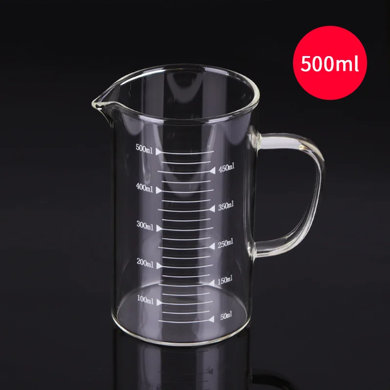 Laboratory Graduated Cup, Microwave Measuring Cup, Anti Cracking, High Temperature Resistant Water Cup with Handle 250ml-1000ml