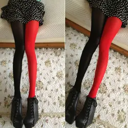 Sexy Women Tights Patchwork Double Colors Tights Skinny Stretchy Pantyhose Stockings Ladies Elastic Stockings