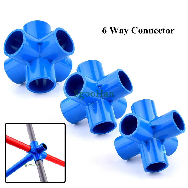 2~50pcs 3D Aquarium Fish Tank 6 Way PVC Pipe Connectors 20~50mm Hydroponic Planting Frame Fittings Irrigation DIY Shelf Joints