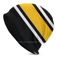 Black , White , & Yellow Power Stripe Knitted Hat Warm Beanie Outdoor Caps Steel City Iowa Steelers Hawkeyes Stripe Gold Yellow