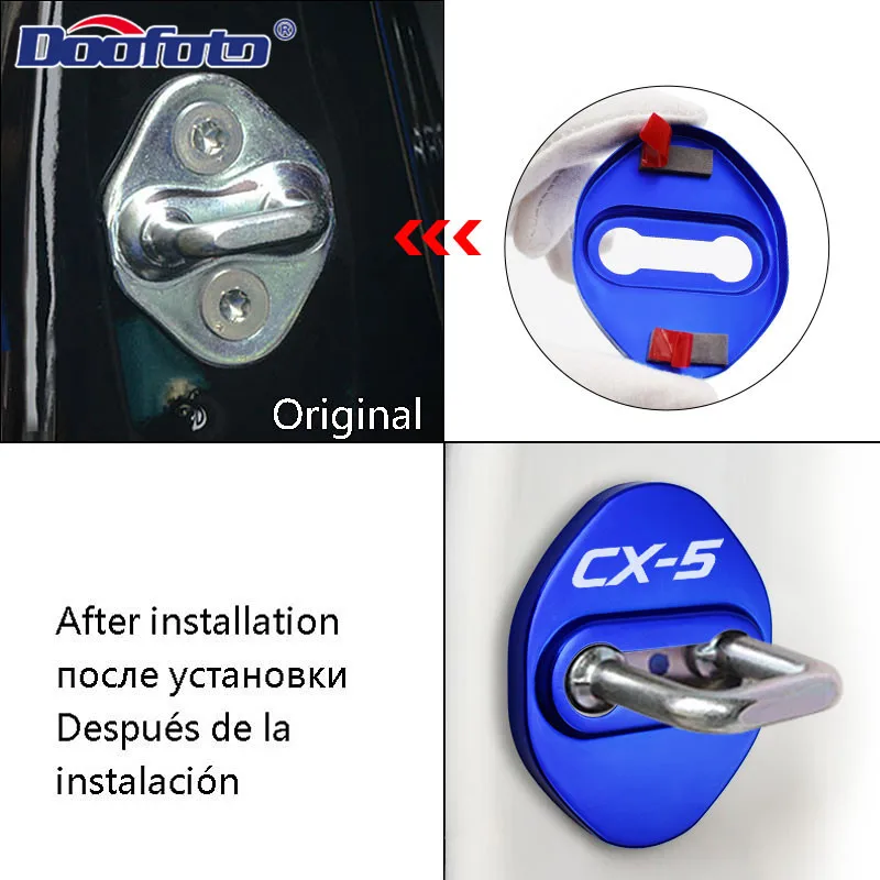 Car Door Lock Cover For Mazda CX-5 CX5 Emblems Logo Accessories Sticker Buckle Cover Cap 2018 - 2024 Auto styling JDM Decoration