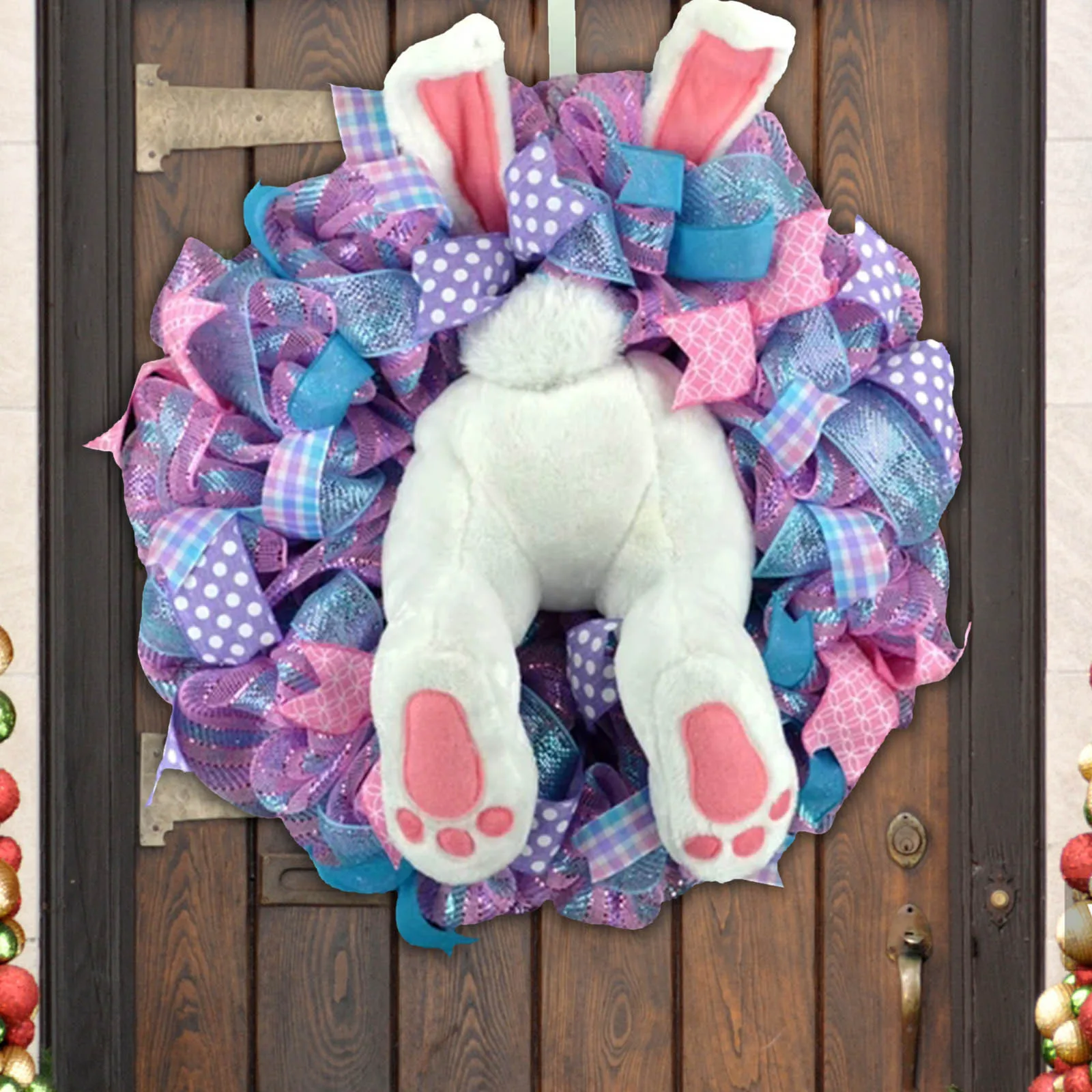 

Easter Thief Wreath for Door Bunny Butt with Ears Decoration Cartoon Bunny Shape Cute Decor Holiday Vintage Plush Ornaments