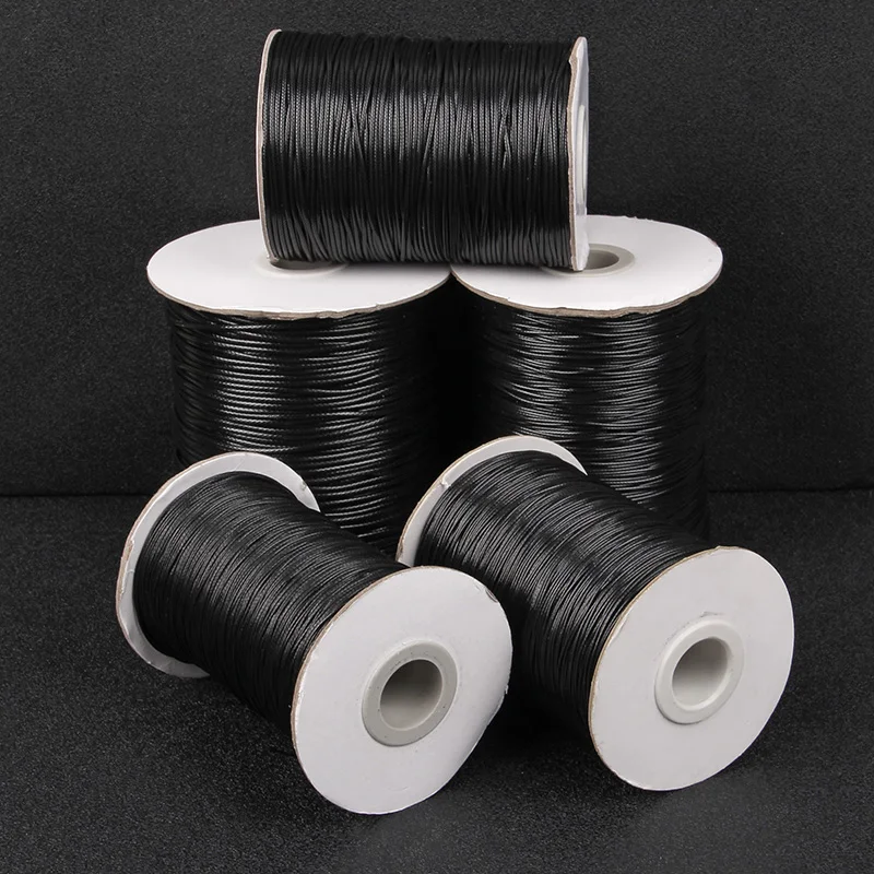 Wholesale 160/320 meters 1 Roll 0.5/ 0.6/0.7/1/1.5mm Black Korean Wax Cord Beading Thread Braided Rope String Jewelry Findings