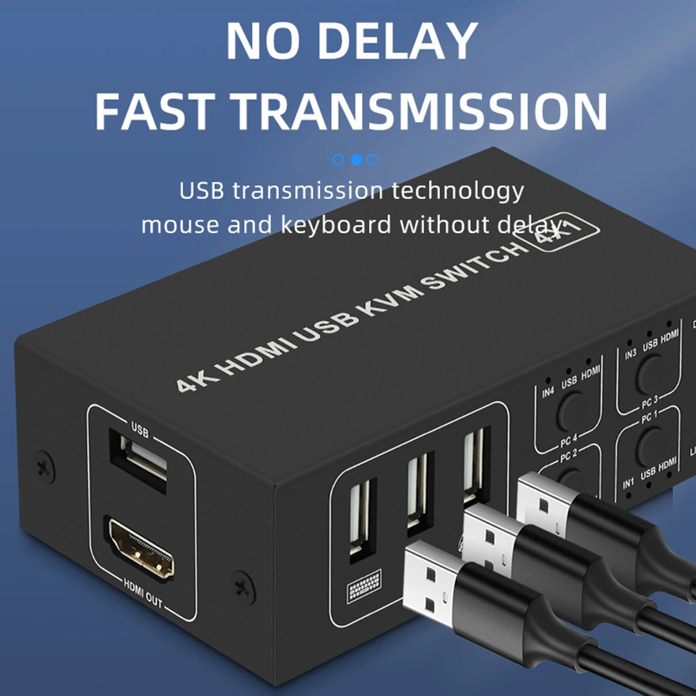 4K Computer Sharing For Scanner 4 Port Stable Ultra HD Plug And Play USB Aluminum Alloy For Mouse Keyboard Hub KVM Switcher