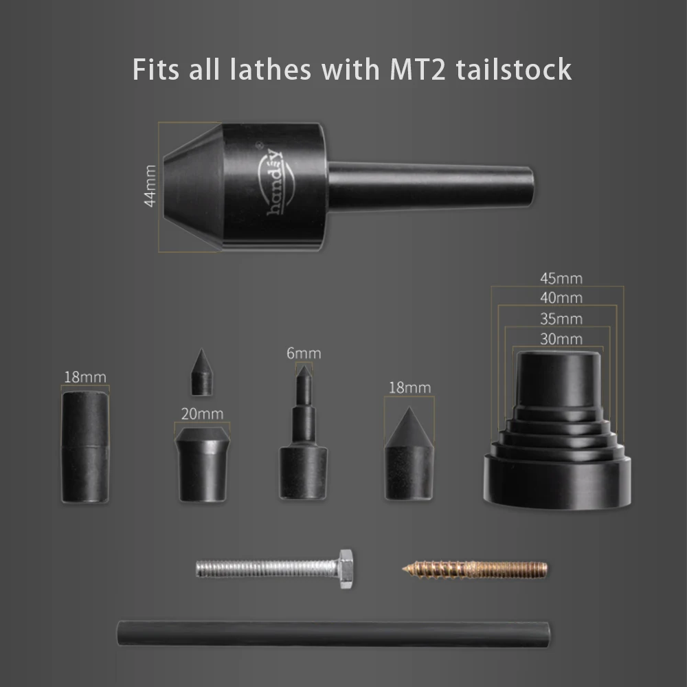 Woodworking Lathe Accessory Interchangeable Live Center Tailstock Support System With 6 Functions Fits Lathes With MT2 Tailstock