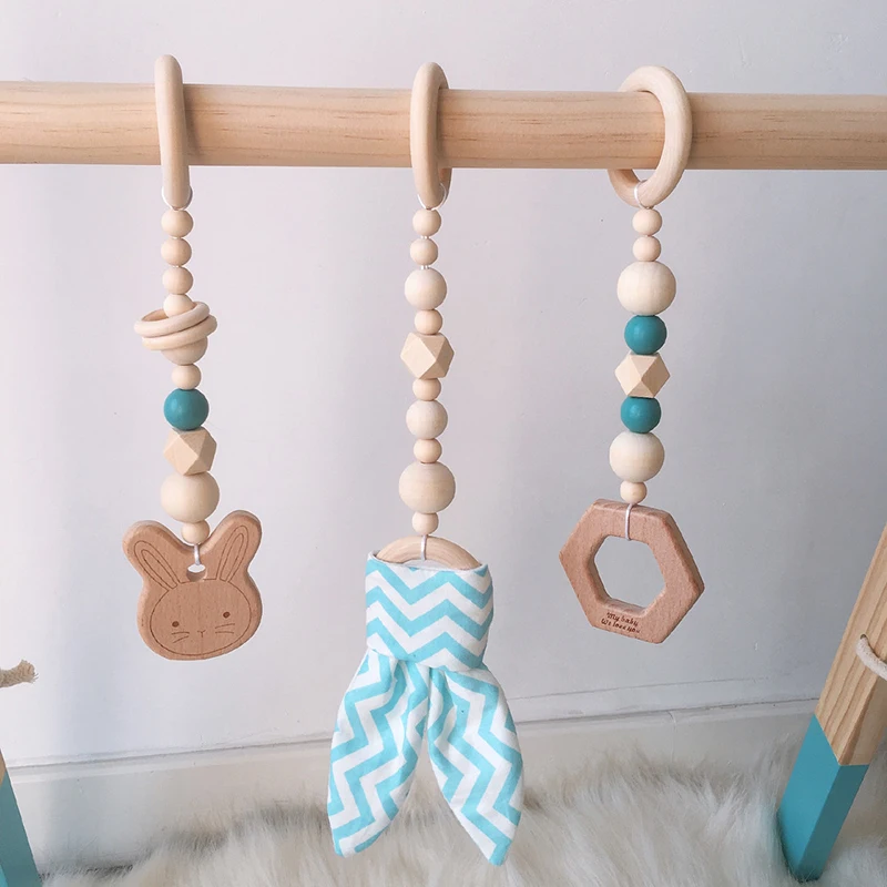 Kids Rattle Toys for 0-12 Months  Baby Gym Play Nursery Sensory Ring-pull Teether Toy Stroller Hanging Pendant Wooden Toddler