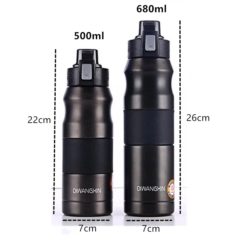 500ml/680ml Double Stainless Steel Sport Vacuum Flask Portable Outdoor Climbing Thermal Bottle Coffee Tea Insulation Cup