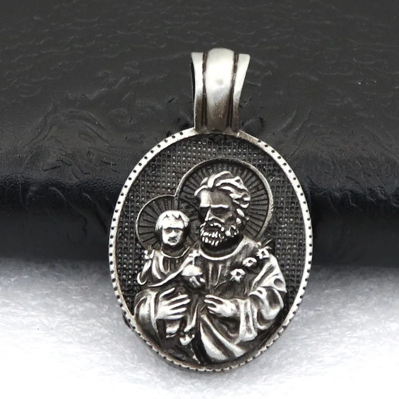 Catholic Christian Jesus Cross Pendant Catholic  St. Christopher Joseph Statue Figure Church Souvenir Gift