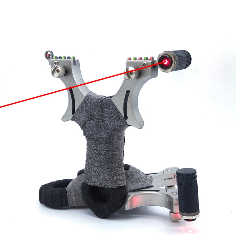 

New Hunter Slingshot Laser Fast Pressing Stainless Steel Optical Fiber Blocking Double Aiming Catapult Outdoor Shooting